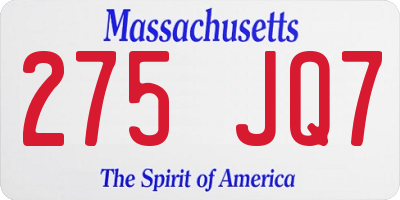 MA license plate 275JQ7