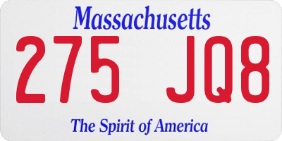 MA license plate 275JQ8