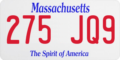 MA license plate 275JQ9