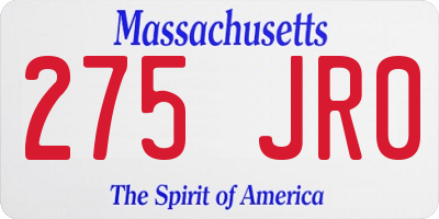 MA license plate 275JR0