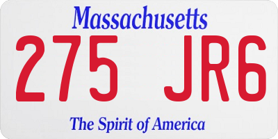MA license plate 275JR6