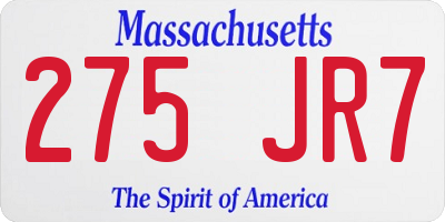 MA license plate 275JR7