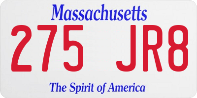 MA license plate 275JR8