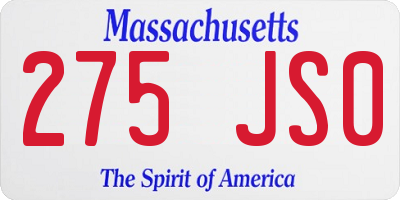 MA license plate 275JS0