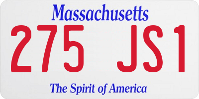 MA license plate 275JS1