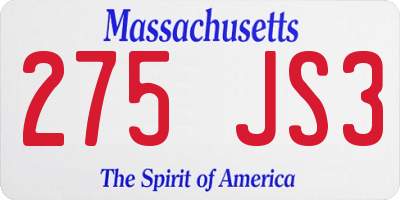 MA license plate 275JS3
