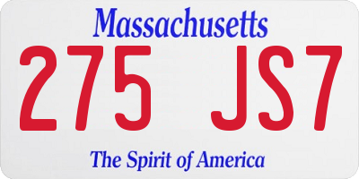 MA license plate 275JS7