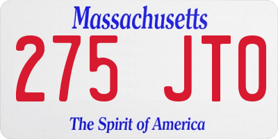 MA license plate 275JT0