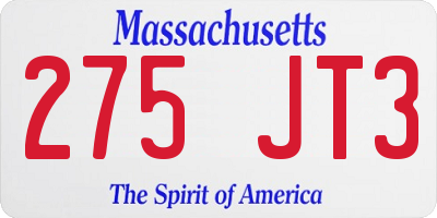 MA license plate 275JT3