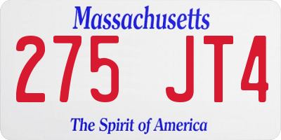 MA license plate 275JT4