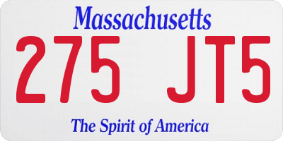 MA license plate 275JT5