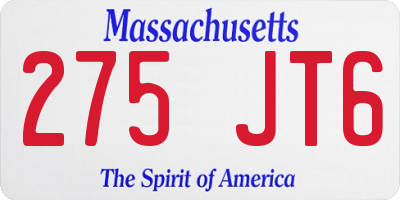 MA license plate 275JT6