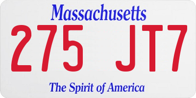 MA license plate 275JT7