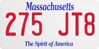 MA license plate 275JT8