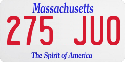 MA license plate 275JU0