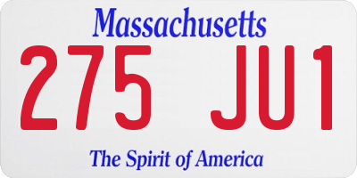 MA license plate 275JU1