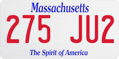 MA license plate 275JU2