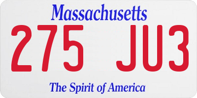 MA license plate 275JU3