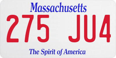MA license plate 275JU4