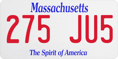 MA license plate 275JU5