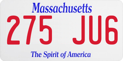 MA license plate 275JU6