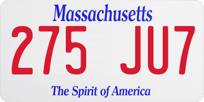 MA license plate 275JU7