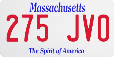 MA license plate 275JV0