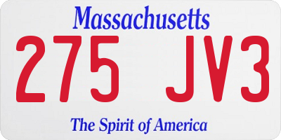 MA license plate 275JV3