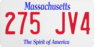 MA license plate 275JV4