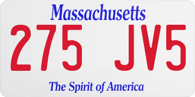 MA license plate 275JV5