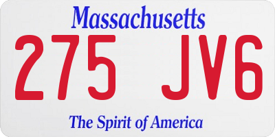 MA license plate 275JV6