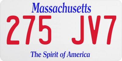 MA license plate 275JV7
