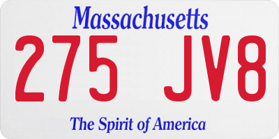 MA license plate 275JV8
