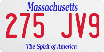 MA license plate 275JV9