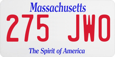MA license plate 275JW0