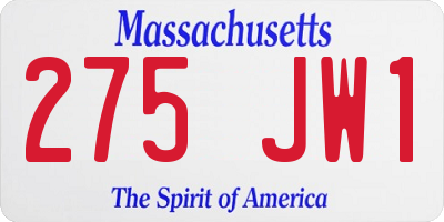 MA license plate 275JW1