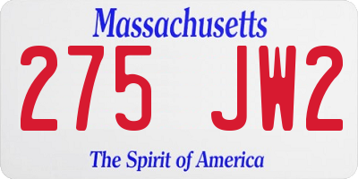 MA license plate 275JW2