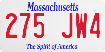 MA license plate 275JW4