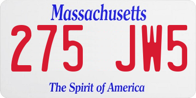 MA license plate 275JW5