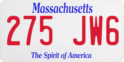 MA license plate 275JW6