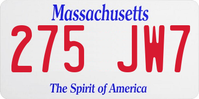MA license plate 275JW7