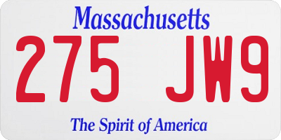 MA license plate 275JW9