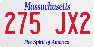 MA license plate 275JX2