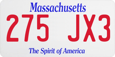 MA license plate 275JX3