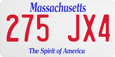 MA license plate 275JX4