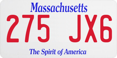 MA license plate 275JX6