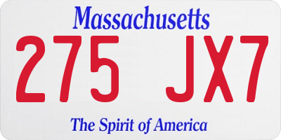 MA license plate 275JX7