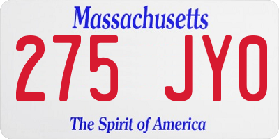 MA license plate 275JY0