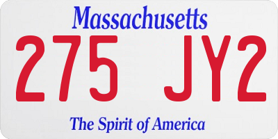 MA license plate 275JY2