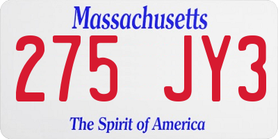MA license plate 275JY3